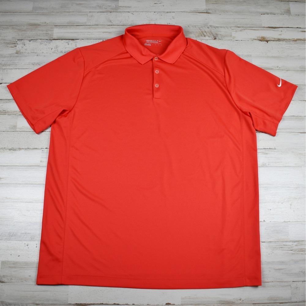 Nike Golf Polo Mens 2XL Tour Performance Bright Red Dri-Fit Short Sleeve Shirt